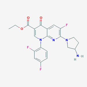 molecular formula C21H19F3N4O3 B021449 Ethyl 7-(3-aminopyrrolidin-1-yl)-1-(2,4-difluorophenyl)-6-fluoro-4-oxo-1,8-naphthyridine-3-carboxylate CAS No. 105152-95-2
