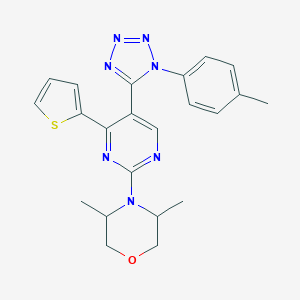 molecular formula C22H23N7OS B214881 3,5-dimethyl-4-[5-[1-(4-methylphenyl)-1H-tetraazol-5-yl]-4-(2-thienyl)-2-pyrimidinyl]morpholine 