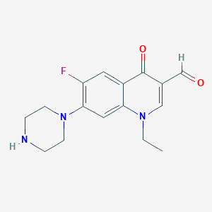 molecular formula C16H18FN3O2 B021493 1-Ethyl-6-fluoro-3-formyl-1,4-dihydro-4-oxo-7-piperazinylquinoline CAS No. 110719-56-7