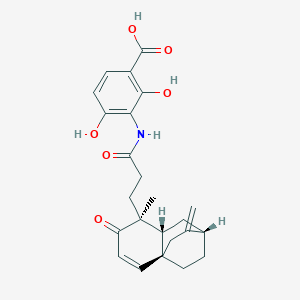 molecular formula C24H27NO6 B021511 2,4-Dihydroxy-3-{3-[(2S,4aS,8S)-8-methyl-3-methylidene-7-oxo-1,3,4,7,8,8a-hexahydro-2H-2,4a-ethanonaphthalen-8-yl]propanamido}benzoic acid CAS No. 869898-86-2