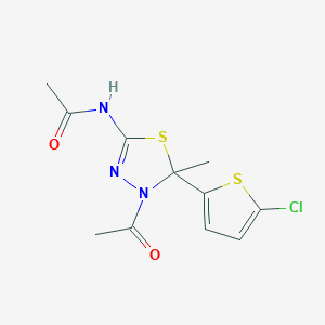 molecular formula C11H12ClN3O2S2 B215780 N~1~-[4-ACETYL-5-(5-CHLORO-2-THIENYL)-5-METHYL-4,5-DIHYDRO-1,3,4-THIADIAZOL-2-YL]ACETAMIDE 
