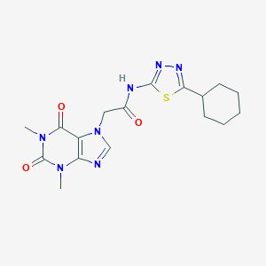 molecular formula C17H21N7O3S B216227 N-(5-CYCLOHEXYL-1,3,4-THIADIAZOL-2-YL)-2-(1,3-DIMETHYL-2,6-DIOXO-2,3,6,7-TETRAHYDRO-1H-PURIN-7-YL)ACETAMIDE 