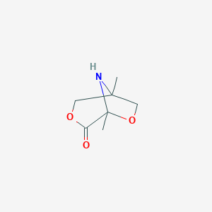 molecular formula C7H11NO3 B021627 3,6-Dioxa-8-azabicyclo[3.2.1]octan-4-one,1,5-dimethyl-(9CI) CAS No. 108713-78-6
