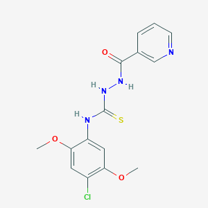 molecular formula C15H15ClN4O3S B216477 N-(4-CHLORO-2,5-DIMETHOXYPHENYL)-2-(3-PYRIDYLCARBONYL)-1-HYDRAZINECARBOTHIOAMIDE 