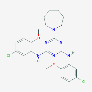 molecular formula C23H26Cl2N6O2 B216524 6-(AZEPAN-1-YL)-N2,N4-BIS(5-CHLORO-2-METHOXYPHENYL)-1,3,5-TRIAZINE-2,4-DIAMINE 