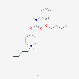 molecular formula C20H33ClN2O3 B216668 Carbamic acid, (2-butoxyphenyl)-, 1-butyl-4-piperidinyl ester, monohydrochloride CAS No. 105384-10-9