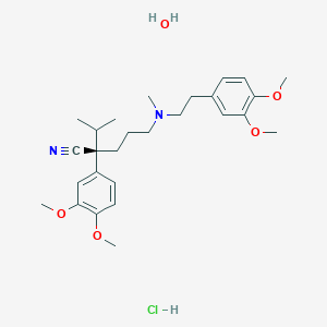 molecular formula C27H41ClN2O5 B021680 (+)-[3-Cyano-3-(3,4-dimethoxyphenyl)hex-6-yl](5,6-dimethoxyphenethyl)methylammonium chloride CAS No. 38176-02-2