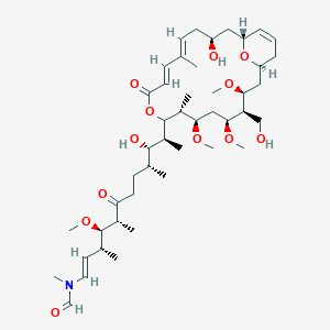molecular formula C13H9F3N4S B216857 N-[(E,3R,4R,5R,9R,10S,11S)-10-hydroxy-11-[(1S,3S,4R,5S,7R,8R,12E,14E,17S,19R)-17-hydroxy-4-(hydroxymethyl)-3,5,7-trimethoxy-8,14-dimethyl-11-oxo-10,23-dioxabicyclo[17.3.1]tricosa-12,14,20-trien-9-yl]-4-methoxy-3,5,9-trimethyl-6-oxododec-1-enyl]-N-methylfo CAS No. 105694-32-4