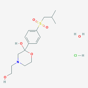 molecular formula C16H28ClNO6S B217173 2-Hydroxy-2-(p-(isobutylsulfonyl)phenyl)-4-morpholineethanol hydrochloride hydrate CAS No. 104100-25-6