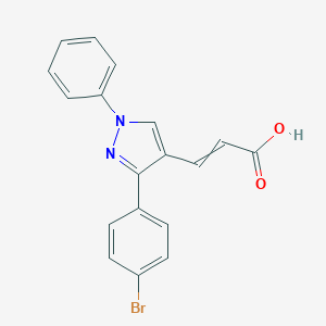molecular formula C18H13BrN2O2 B217456 2-Propenoic acid,3-[3-(4-bromophenyl)-1-phenyl-1H-pyrazol-4-yl]- CAS No. 108446-73-7