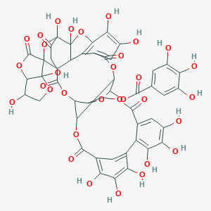 (3,6a,9',10',11',14',15',16',30',31',35',36'-Dodecahydroxy-2',5,7',19',27',40'-hexaoxospiro[3,3a-dihydro-2H-furo[3,2-b]furan-6,38'-3,6,20,23,26,37,41-heptaoxanonacyclo[34.2.2.18,12.132,35.01,34.04,22.05,25.013,18.028,33]dotetraconta-8,10,12(42),13,15,17,28,30,32-nonaene]-24'-yl) 3,4,5-trihydroxybenzoate