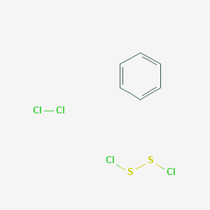 molecular formula C6H6.Cl2.Cl12S2 B217963 Benzene;chlorosulfanyl thiohypochlorite;molecular chlorine CAS No. 109037-76-5