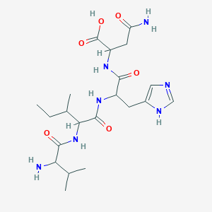 molecular formula C21H35N7O6 B021799 4-amino-2-[[2-[[2-[(2-amino-3-methylbutanoyl)amino]-3-methylpentanoyl]amino]-3-(1H-imidazol-5-yl)propanoyl]amino]-4-oxobutanoic acid CAS No. 102813-98-9