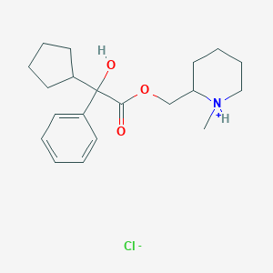 molecular formula C20H30ClNO3 B218035 Benzeneacetic acid,a-cyclopentyl-a-hydroxy-,(1-methyl-2-piperidinyl)methyl ester,hydrochloride CAS No. 101710-85-4