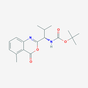 molecular formula C18H24N2O4 B218091 tert-butyl N-[(1S)-2-methyl-1-(5-methyl-4-oxo-3,1-benzoxazin-2-yl)propyl]carbamate CAS No. 108562-42-1