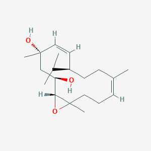 molecular formula C45H64N12O9 B218125 (1R,2R,4S,5Z,7S,10Z)-4,10,14-trimethyl-7-propan-2-yl-15-oxabicyclo[12.1.0]pentadeca-5,10-diene-2,4-diol CAS No. 107856-75-7