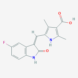 molecular formula C16H13FN2O3 B021907 5-((Z)-(5-Fluoro-2-oxoindolin-3-ylidene)methyl)-2,4-dimethyl-1H-pyrrole-3-carboxylic acid CAS No. 452105-33-8