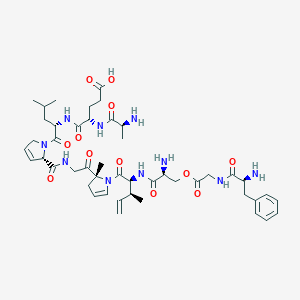 (4S)-5-[[(2S)-1-[(2S)-2-[[2-[(2R)-1-[(2S,3S)-2-[[(2S)-2-amino-3-[2-[[(2S)-2-amino-3-phenylpropanoyl]amino]acetyl]oxypropanoyl]amino]-3-methylpent-4-enoyl]-2-methyl-3H-pyrrol-2-yl]-2-oxoethyl]carbamoyl]-2,5-dihydropyrrol-1-yl]-4-methyl-1-oxopentan-2-yl]amino]-4-[[(2S)-2-aminopropanoyl]amino]-5-oxopentanoic acid