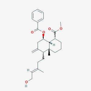 molecular formula C27H36O5 B220180 methyl (1R,4aR,5R,8R,8aR)-8-benzoyloxy-5-[(E)-5-hydroxy-3-methylpent-3-enyl]-4a-methyl-6-methylidene-1,2,3,4,5,7,8,8a-octahydronaphthalene-1-carboxylate CAS No. 116425-30-0