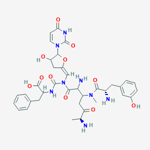 2-[[[(6S)-2,6-diamino-3-[[(2S)-2-amino-3-(3-hydroxyphenyl)propanoyl]-methylamino]-5-oxoheptanoyl]-[(E)-[5-(2,4-dioxopyrimidin-1-yl)-4-hydroxyoxolan-2-ylidene]methyl]carbamoyl]amino]-3-phenylpropanoic acid