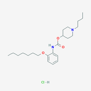 molecular formula C23H39ClN2O3 B022051 (1-butylpiperidin-4-yl) N-(2-heptoxyphenyl)carbamate;hydrochloride CAS No. 105384-13-2