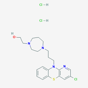 molecular formula C21H29Cl3N4OS B022064 1H-1,4-Diazepine-1-ethanol, hexahydro-4-(3-(3-chloro-10H-pyrido(3,2-b)(1,4)benzothiazin-10-yl)propyl)-, dihydrochloride CAS No. 19824-91-0