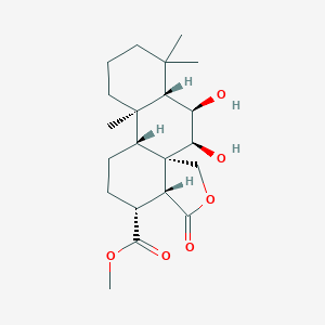 molecular formula C21H32O6 B022071 methyl (1R,2S,3R,4S,9R,10R,13R,14R)-2,3-dihydroxy-5,5,9-trimethyl-15-oxo-16-oxatetracyclo[8.7.0.01,14.04,9]heptadecane-13-carboxylate CAS No. 106009-83-0