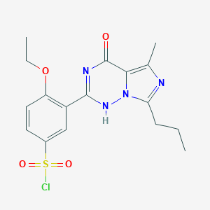 molecular formula C17H19ClN4O4S B022132 4-Ethoxy-3-(5-methyl-4-oxo-7-propyl-1,4-dihydroimidazo[5,1-f][1,2,4]triazin-2-yl)benzene-1-sulfonyl chloride CAS No. 224789-26-8