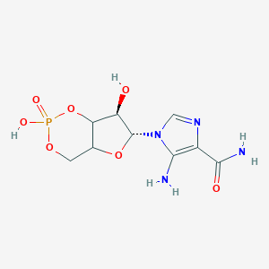 molecular formula C₉H₁₃N₄O₇P B022172 5-amino-1-[(6R,7R)-2,7-dihydroxy-2-oxo-4a,6,7,7a-tetrahydro-4H-furo[3,2-d][1,3,2]dioxaphosphinin-6-yl]imidazole-4-carboxamide CAS No. 35908-14-6