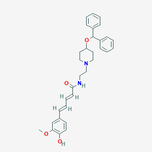 molecular formula C32H36N2O4 B022179 (2E,4E)-N-[2-(4-benzhydryloxypiperidin-1-yl)ethyl]-5-(4-hydroxy-3-methoxyphenyl)penta-2,4-dienamide CAS No. 101619-11-8