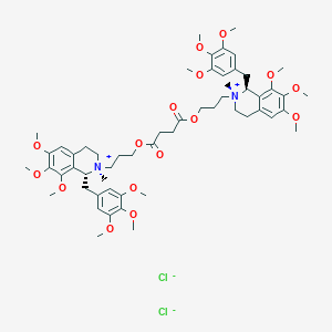 molecular formula C56H78ClN2O16+ B022238 bis[3-[6,7,8-trimethoxy-2-methyl-1-[(3,4,5-trimethoxyphenyl)methyl]-3,4-dihydro-1H-isoquinolin-2-ium-2-yl]propyl] butanedioate;chloride CAS No. 106819-53-8