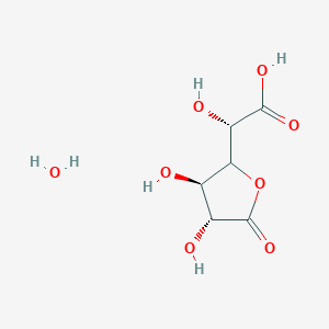 molecular formula C6H10O8 B022300 (S)-2-((2S,3R,4R)-3,4-Dihydroxy-5-oxotetrahydrofuran-2-yl)-2-hydroxyacetic acid hydrate CAS No. 61278-30-6