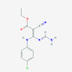 Ethyl 3-((4-chlorophenyl)amino)-2-cyano-3-((iminomethyl)amino)-2-propenoate