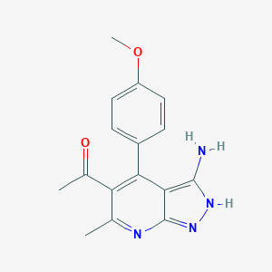 molecular formula C16H16N4O2 B223613 1-[3-amino-4-(4-methoxyphenyl)-6-methyl-1H-pyrazolo[3,4-b]pyridin-5-yl]ethanone 