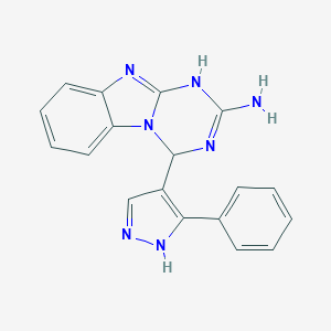 molecular formula C18H15N7 B223821 4-(3-phenyl-1H-pyrazol-4-yl)-3,4-dihydro[1,3,5]triazino[1,2-a]benzimidazol-2-amine 