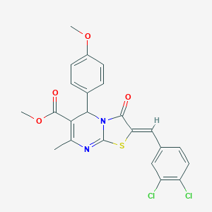 molecular formula C23H18Cl2N2O4S B223989 METHYL (2Z)-2-[(3,4-DICHLOROPHENYL)METHYLIDENE]-5-(4-METHOXYPHENYL)-7-METHYL-3-OXO-2H,3H,5H-[1,3]THIAZOLO[3,2-A]PYRIMIDINE-6-CARBOXYLATE 