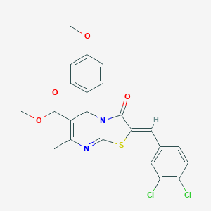 molecular formula C23H18Cl2N2O4S B223989 methyl 2-(3,4-dichlorobenzylidene)-5-(4-methoxyphenyl)-7-methyl-3-oxo-2,3-dihydro-5H-[1,3]thiazolo[3,2-a]pyrimidine-6-carboxylate 