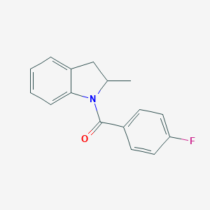 molecular formula C16H14FNO B224036 4-Fluorophenyl 2-methylindolinyl ketone 