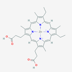 molecular formula C34H36N4O4Zn-4 B224689 3-[(1Z,4Z,10Z,14Z)-18-(2-carboxyethyl)-7,12-diethyl-3,8,13,17-tetramethylporphyrin-21,22,23,24-tetraid-2-yl]propanoic acid;zinc CAS No. 14354-67-7