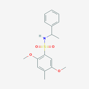 molecular formula C17H21NO4S B224723 2,5-dimethoxy-4-methyl-N-(1-phenylethyl)benzenesulfonamide 
