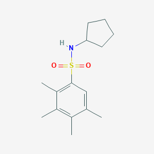 molecular formula C15H23NO2S B224732 N-cyclopentyl-2,3,4,5-tetramethylbenzenesulfonamide 