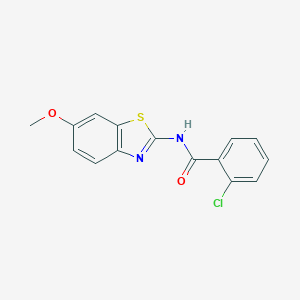 molecular formula C15H11ClN2O2S B225153 2-chloro-N-(6-methoxy-1,3-benzothiazol-2-yl)benzamide 