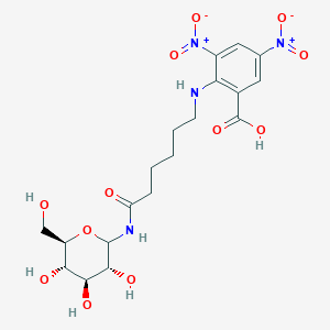 molecular formula C19H26N4O12 B022568 N-(6-(2-Carboxy-4,6-dinitrophenylamino)hexanoyl)glucopyranosylamine CAS No. 103083-55-2