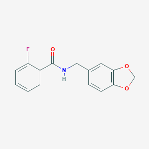 molecular formula C15H12FNO3 B225828 N-(1,3-benzodioxol-5-ylmethyl)-2-fluorobenzamide 