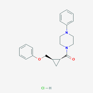 molecular formula C21H25ClN2O2 B022605 Piperazine, 1-((2-(phenoxymethyl)cyclopropyl)carbonyl)-4-phenyl-, monohydrochloride, trans- CAS No. 102617-34-5