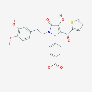 molecular formula C27H25NO7S B226576 METHYL 4-[1-(3,4-DIMETHOXYPHENETHYL)-4-HYDROXY-5-OXO-3-(2-THIENYLCARBONYL)-2,5-DIHYDRO-1H-PYRROL-2-YL]BENZOATE 
