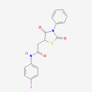 molecular formula C17H13IN2O3S B226879 2-(2,4-dioxo-3-phenyl-1,3-thiazolidin-5-yl)-N-(4-iodophenyl)acetamide 