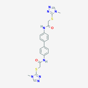 molecular formula C22H22N8O2S2 B226913 N,N'-biphenyl-4,4'-diylbis{2-[(4-methyl-4H-1,2,4-triazol-3-yl)sulfanyl]acetamide} 