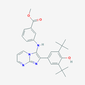 molecular formula C28H32N4O3 B227143 Methyl 3-{[2-(3,5-ditert-butyl-4-hydroxyphenyl)imidazo[1,2-a]pyrimidin-3-yl]amino}benzoate 
