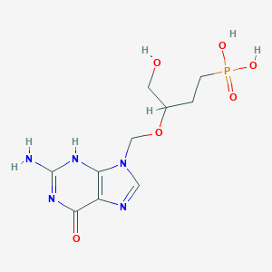 molecular formula C10H16N5O6P B022759 9-(1-Hydroxy-4-phosphinyl-2-butoxymethyl)guanine CAS No. 104880-60-6